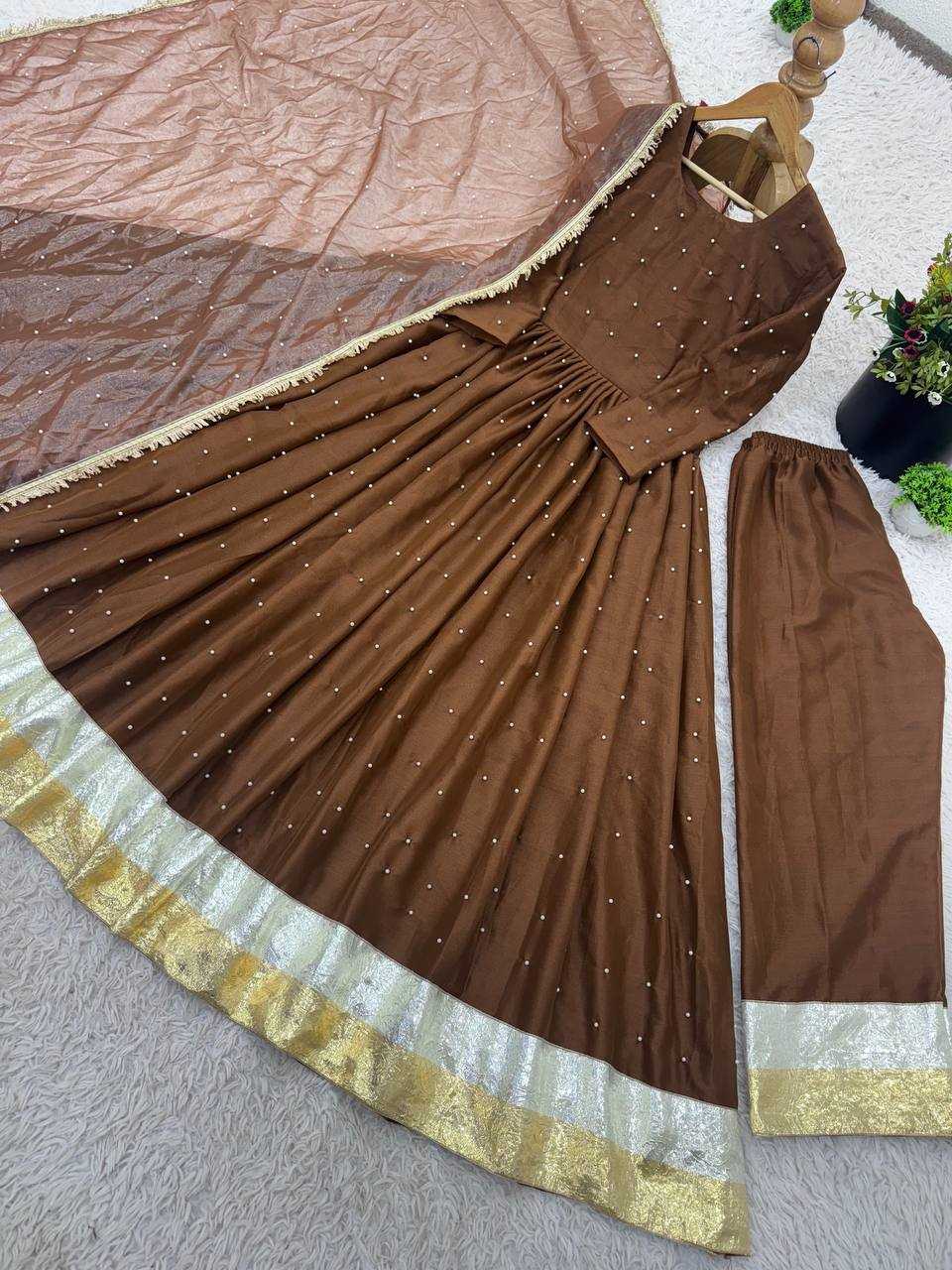 Ynf Faux Georgette KESH499 3124 Gowns Wholesale Fancy Gowns Anarkali Gown Long Gowns Full Sleeve Gowns Manufacturer