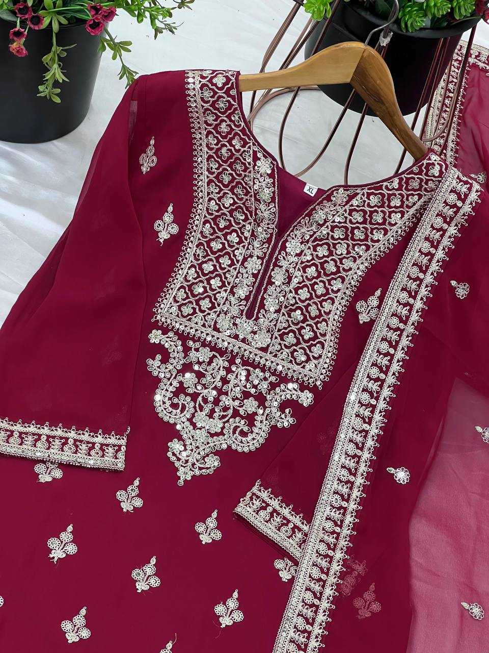 Ynf Faux Georgette KESH499 5007 Suits & Dresses Wholesale Sharara Salwar Suits Embroidery Suits Georgette Suit Manufacturer