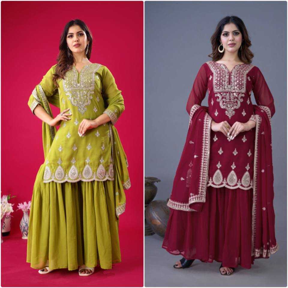 Ynf Faux Georgette KESH499 5007 Suits & Dresses Wholesale Sharara Salwar Suits Embroidery Suits Georgette Suit Manufacturer