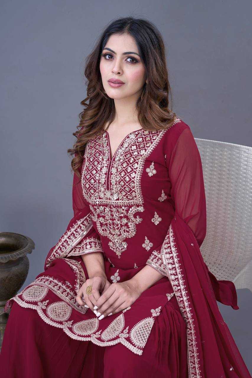 Ynf Faux Georgette KESH499 5007 Suits & Dresses Wholesale Sharara Salwar Suits Embroidery Suits Georgette Suit Manufacturer