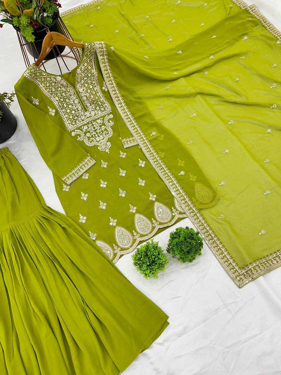 Ynf Faux Georgette KESH499 5007 Suits & Dresses Wholesale Sharara Salwar Suits Embroidery Suits Georgette Suit Manufacturer