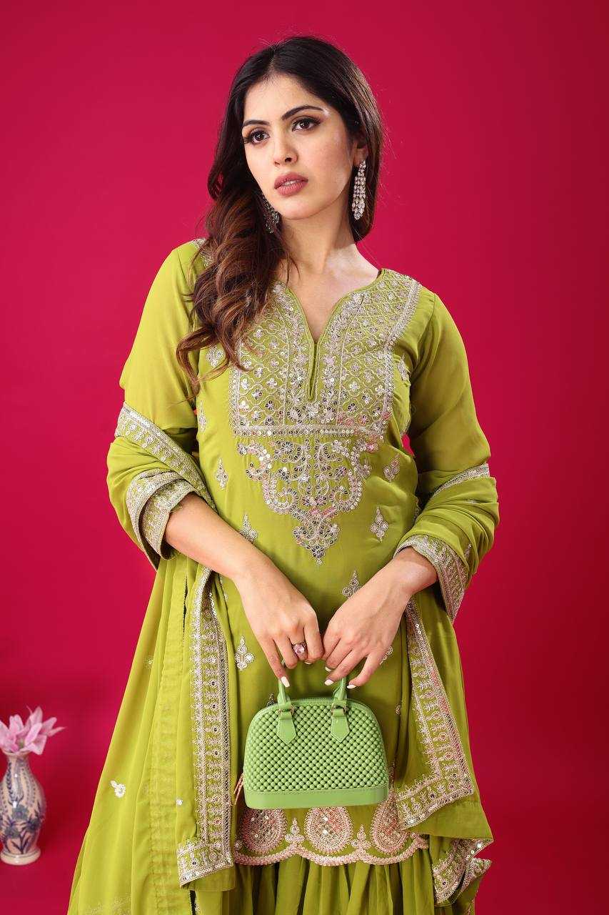 Ynf Faux Georgette KESH499 5007 Suits & Dresses Wholesale Sharara Salwar Suits Embroidery Suits Georgette Suit Manufacturer