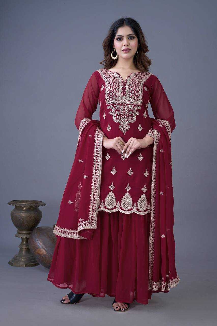Ynf Faux Georgette KESH499 5007 Suits & Dresses Wholesale Sharara Salwar Suits Embroidery Suits Georgette Suit Manufacturer