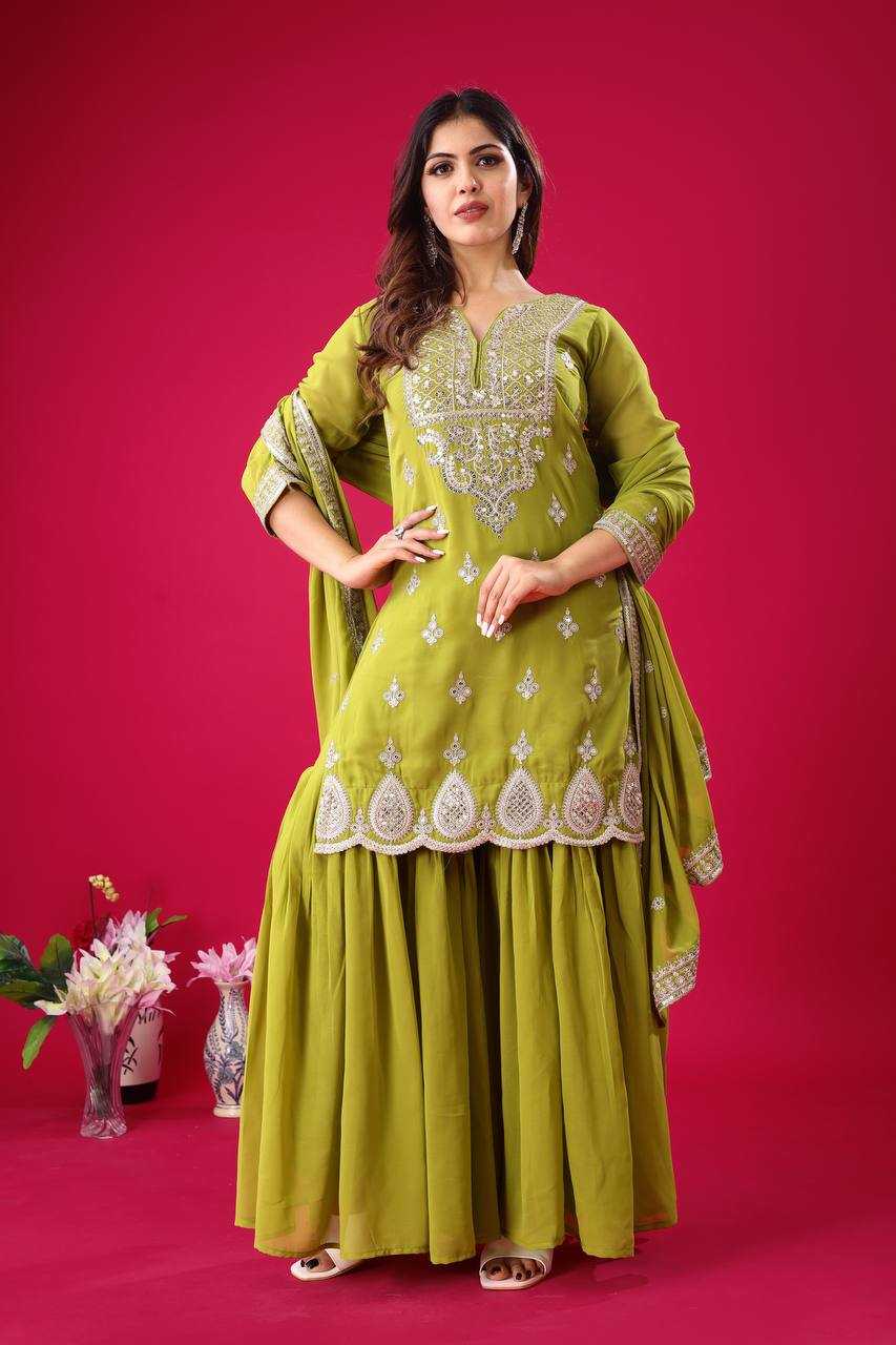 Ynf Faux Georgette KESH499 5007 Suits & Dresses Wholesale Sharara Salwar Suits Embroidery Suits Georgette Suit Manufacturer