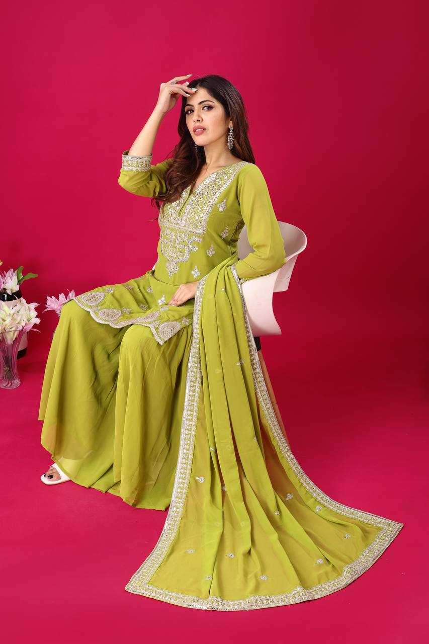 Ynf Faux Georgette KESH499 5007 Suits & Dresses Wholesale Sharara Salwar Suits Embroidery Suits Georgette Suit Manufacturer