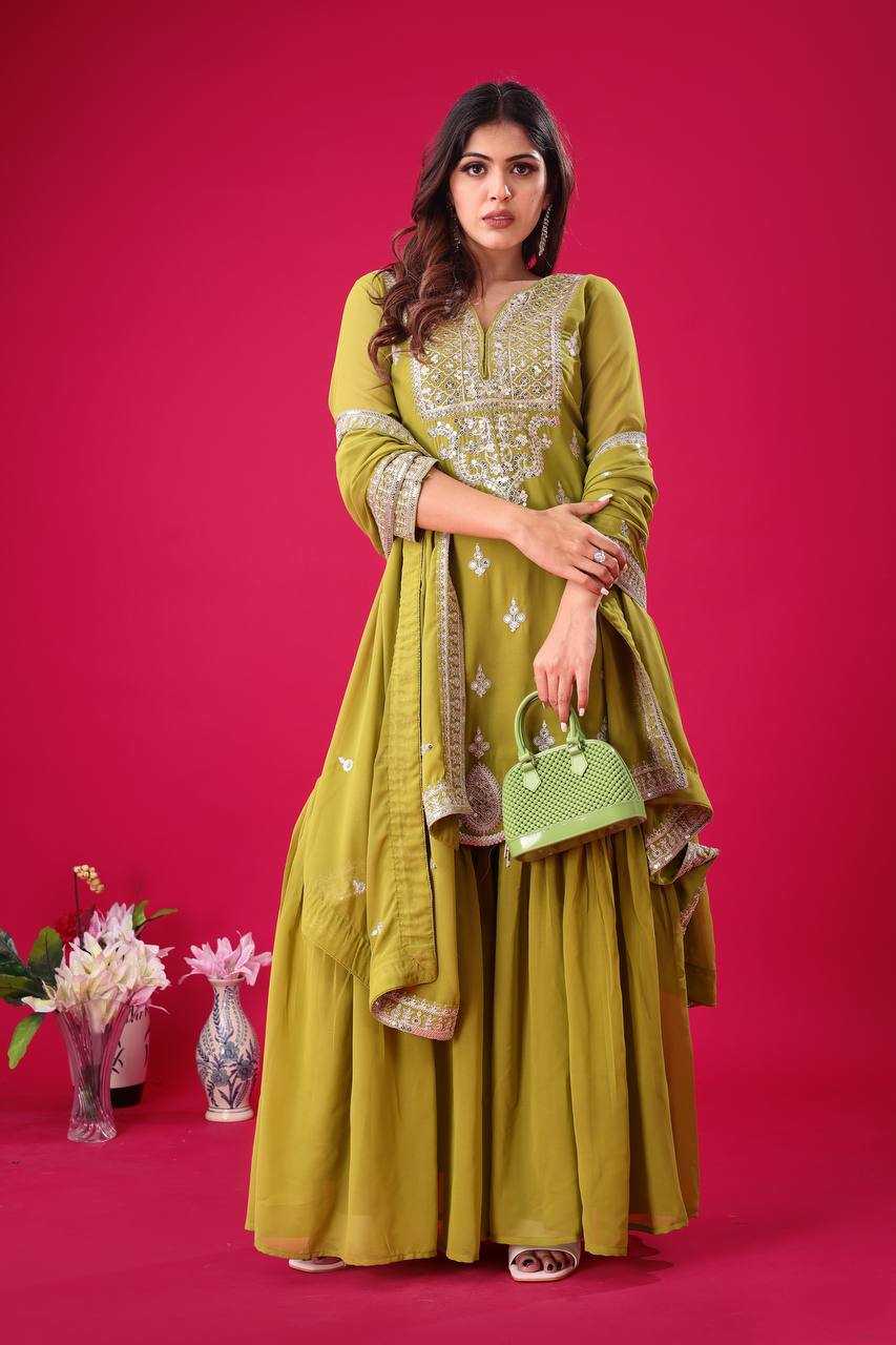 Ynf Faux Georgette KESH499 5007 Suits & Dresses Wholesale Sharara Salwar Suits Embroidery Suits Georgette Suit Manufacturer
