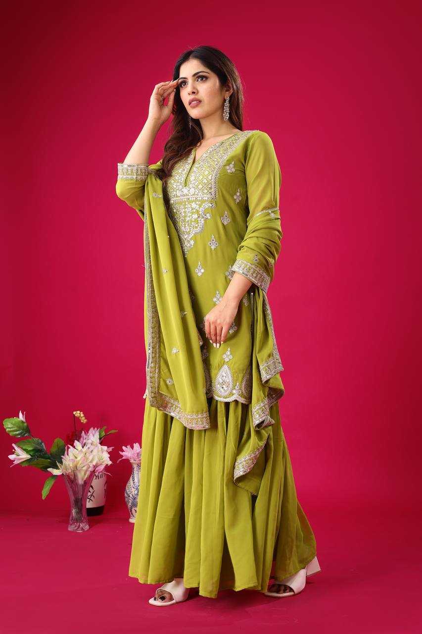 Ynf Faux Georgette KESH499 5007 Suits & Dresses Wholesale Sharara Salwar Suits Embroidery Suits Georgette Suit Manufacturer
