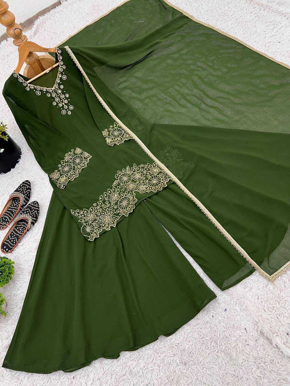 Ynf Faux Georgette KESH499 5268 Suits & Dresses Wedding Collections Festive Collections Wholesale Sharara Salwar Suits Embroidery Suits Georgette Suit Manufacturer