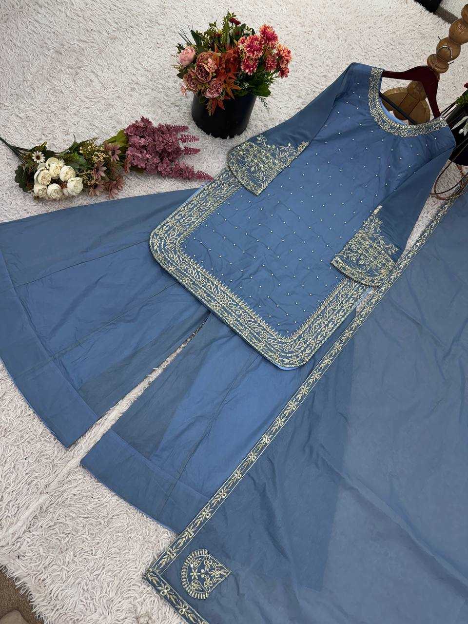 Ynf Faux Georgette KESH499 5281 Suits & Dresses Wedding Collections Festive Collections Wholesale Sharara Salwar Suits Embroidery Suits Georgette Suit Manufacturer