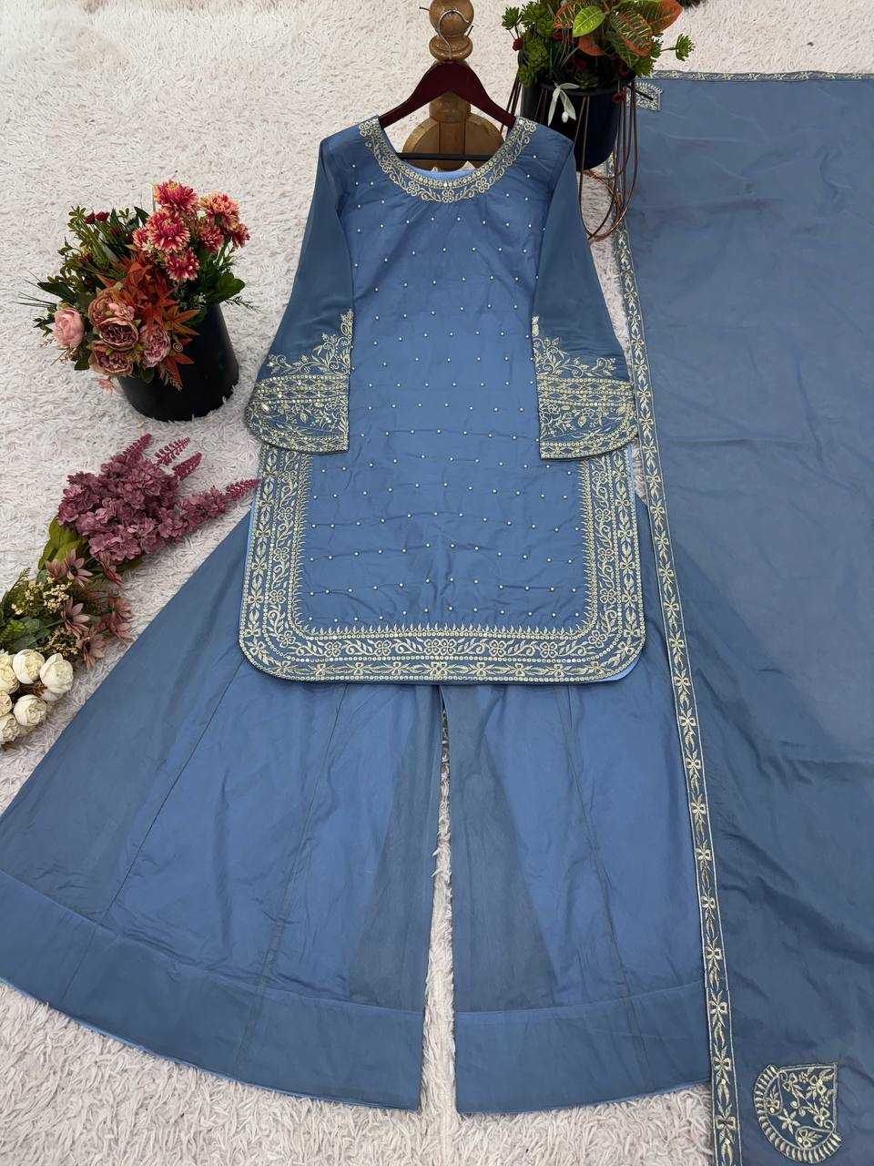 Ynf Faux Georgette KESH499 5281 Suits & Dresses Wedding Collections Festive Collections Wholesale Sharara Salwar Suits Embroidery Suits Georgette Suit Manufacturer