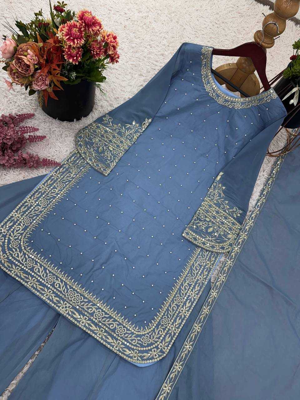 Ynf Faux Georgette KESH499 5281 Suits & Dresses Wedding Collections Festive Collections Wholesale Sharara Salwar Suits Embroidery Suits Georgette Suit Manufacturer