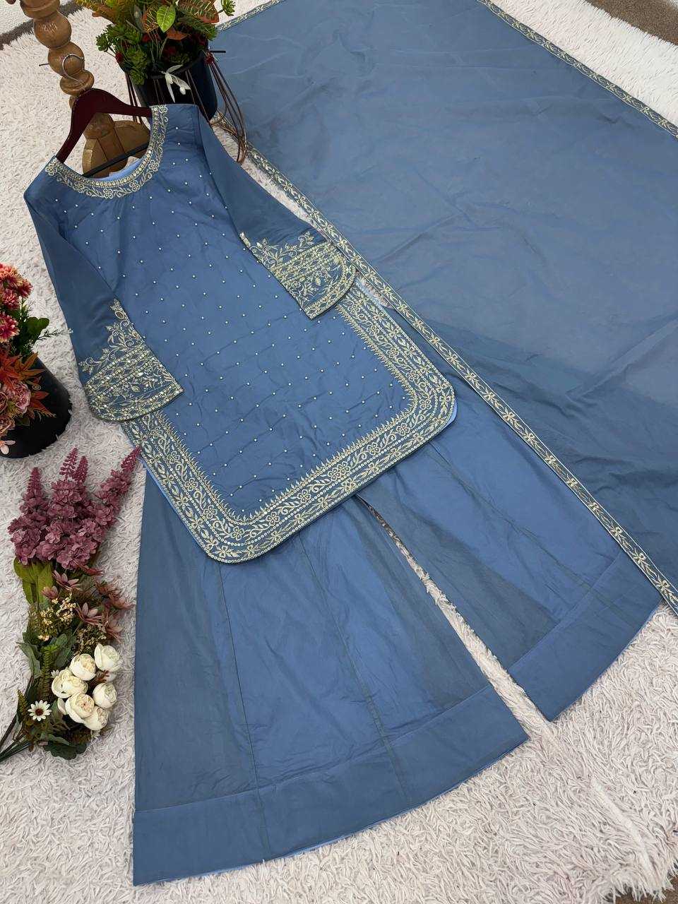 Ynf Faux Georgette KESH499 5281 Suits & Dresses Wedding Collections Festive Collections Wholesale Sharara Salwar Suits Embroidery Suits Georgette Suit Manufacturer