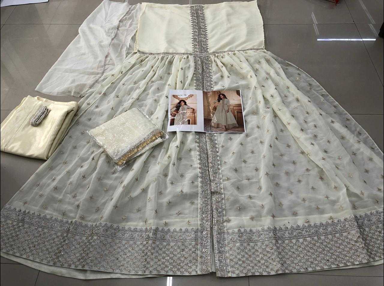 Ynf Faux Georgette KESH504 007152 Gowns Wedding Collections Festive Collections Wholesale Embroidery Gowns Georgette Gown Designer Gowns Manufacturer