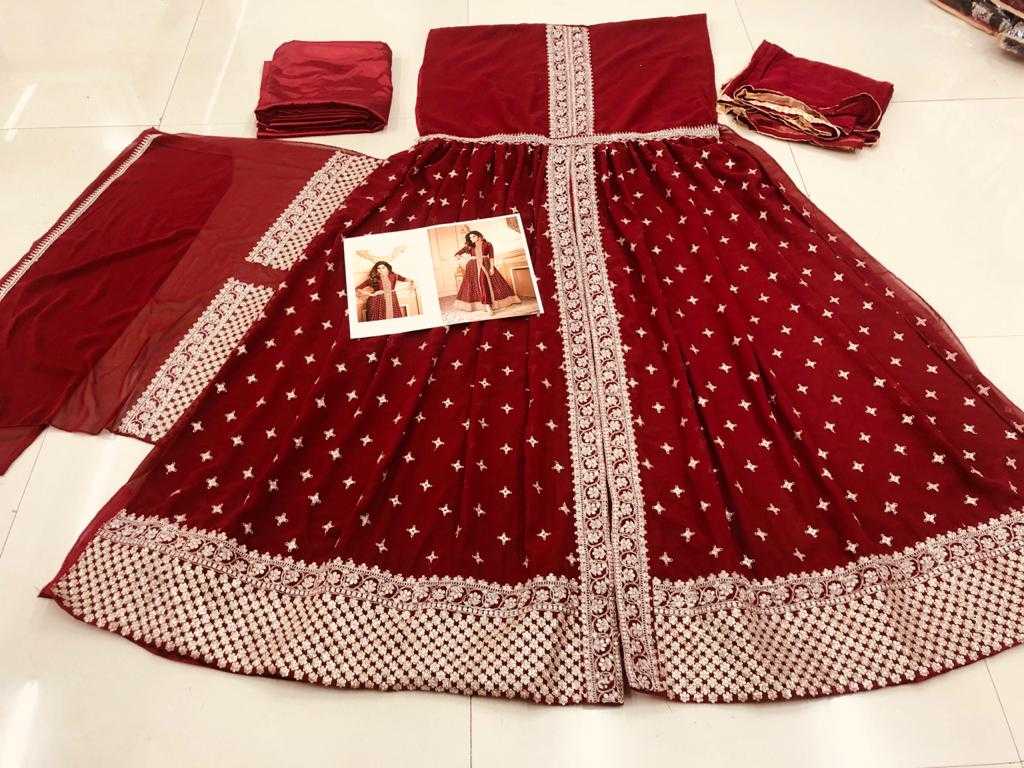 Ynf Faux Georgette KESH504 007152 Gowns Wedding Collections Festive Collections Wholesale Embroidery Gowns Georgette Gown Designer Gowns Manufacturer