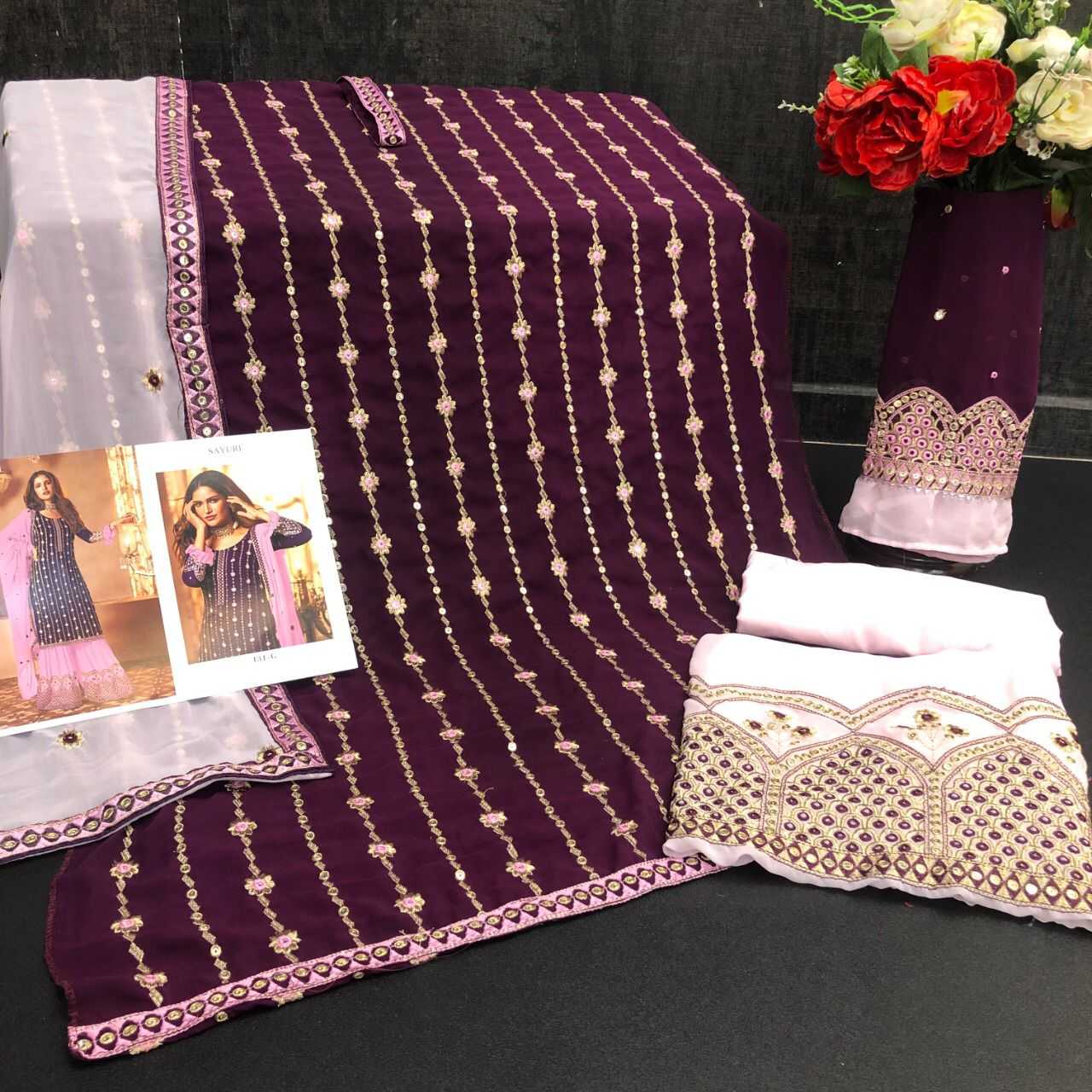 Ynf Faux Georgette KESH504 131 Suits & Dresses Wedding Collections Festive Collections Wholesale Embroidery Suits Georgette Suit Semi Stitched Suits Manufacturer