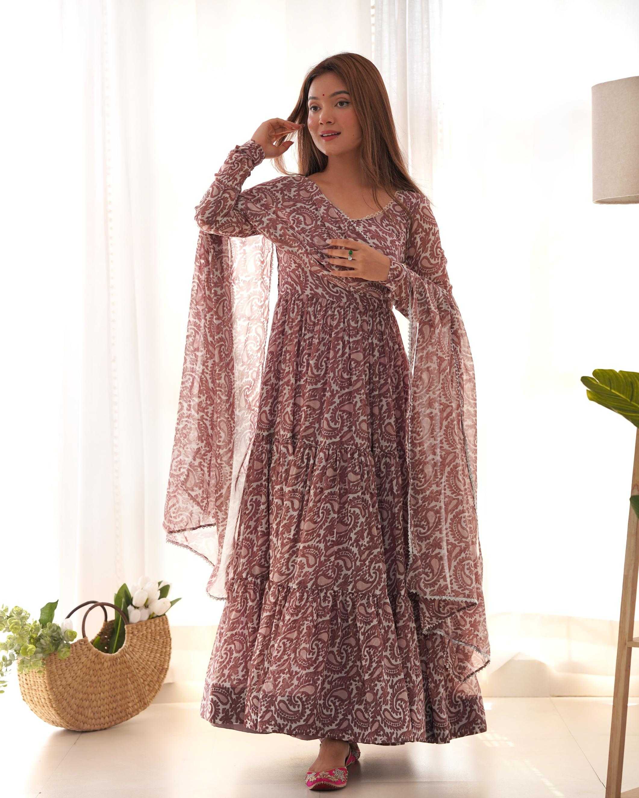 Ynf Faux Georgette KESH504 277 Gowns Wholesale Fancy Gowns Anarkali Gown Georgette Gown Manufacturer