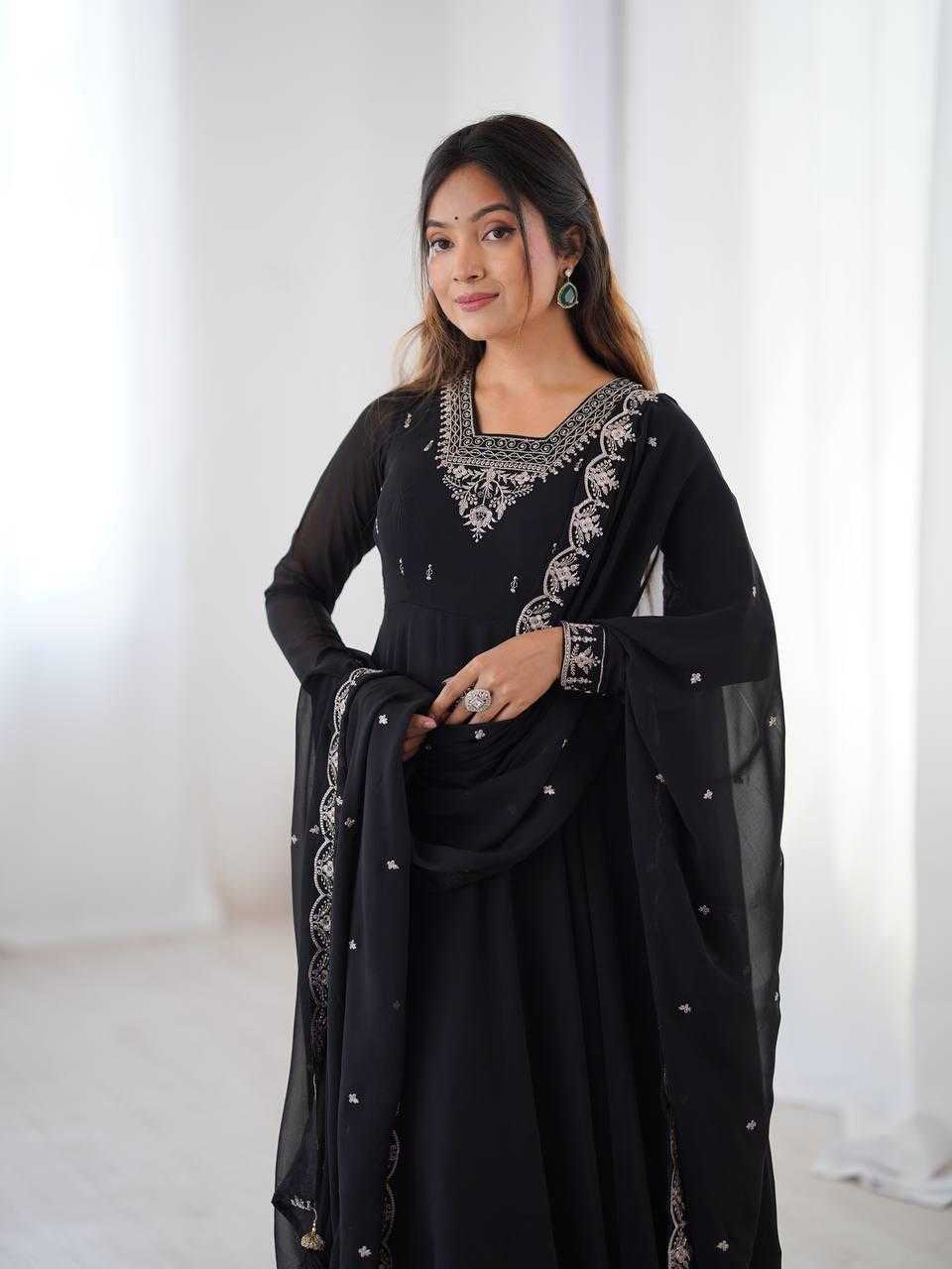 Ynf Faux Georgette KESH504 283 Gowns Wholesale Fancy Gowns Embroidery Gowns Georgette Gown Manufacturer