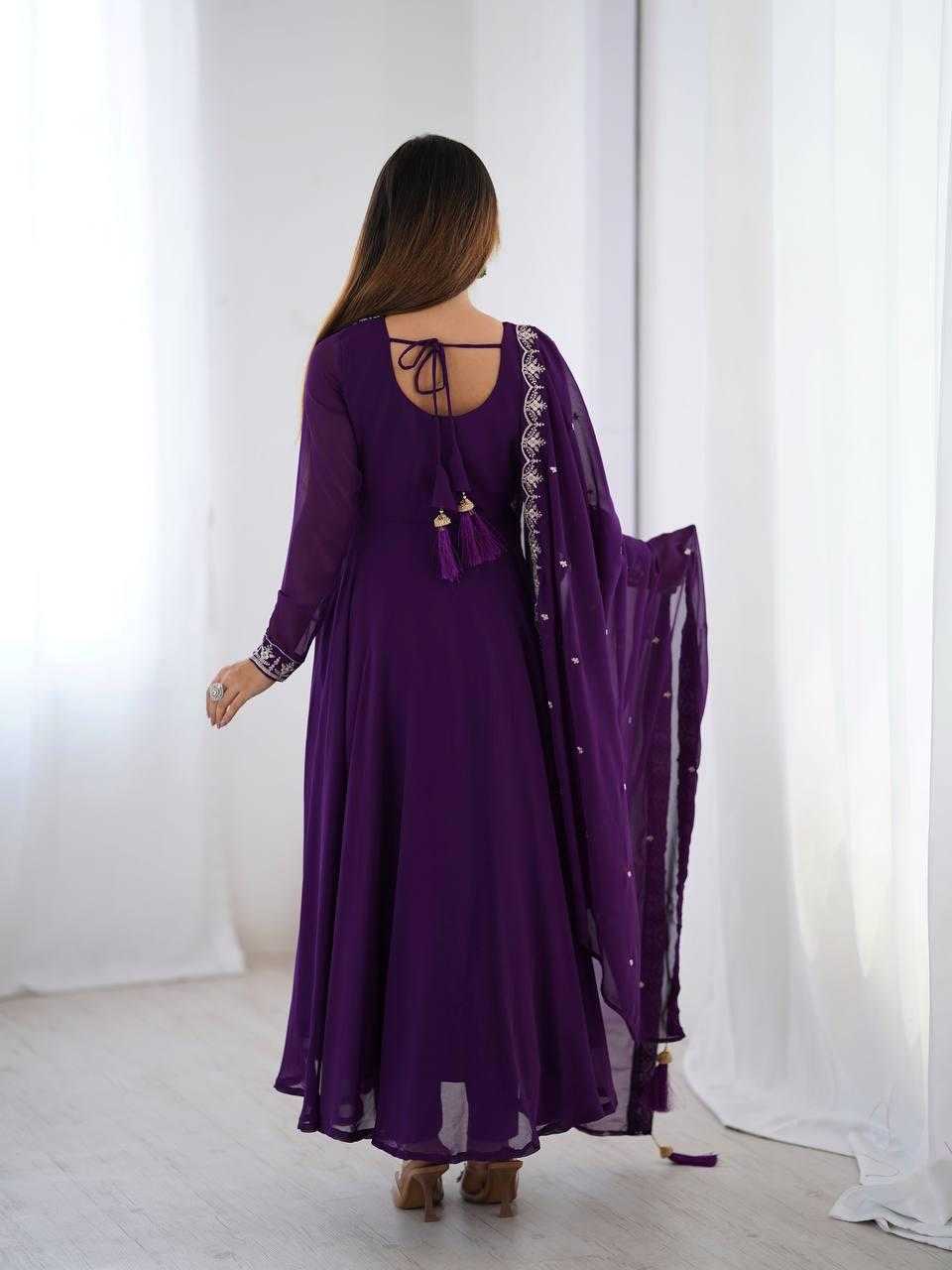 Ynf Faux Georgette KESH504 283 Gowns Wholesale Fancy Gowns Embroidery Gowns Georgette Gown Manufacturer