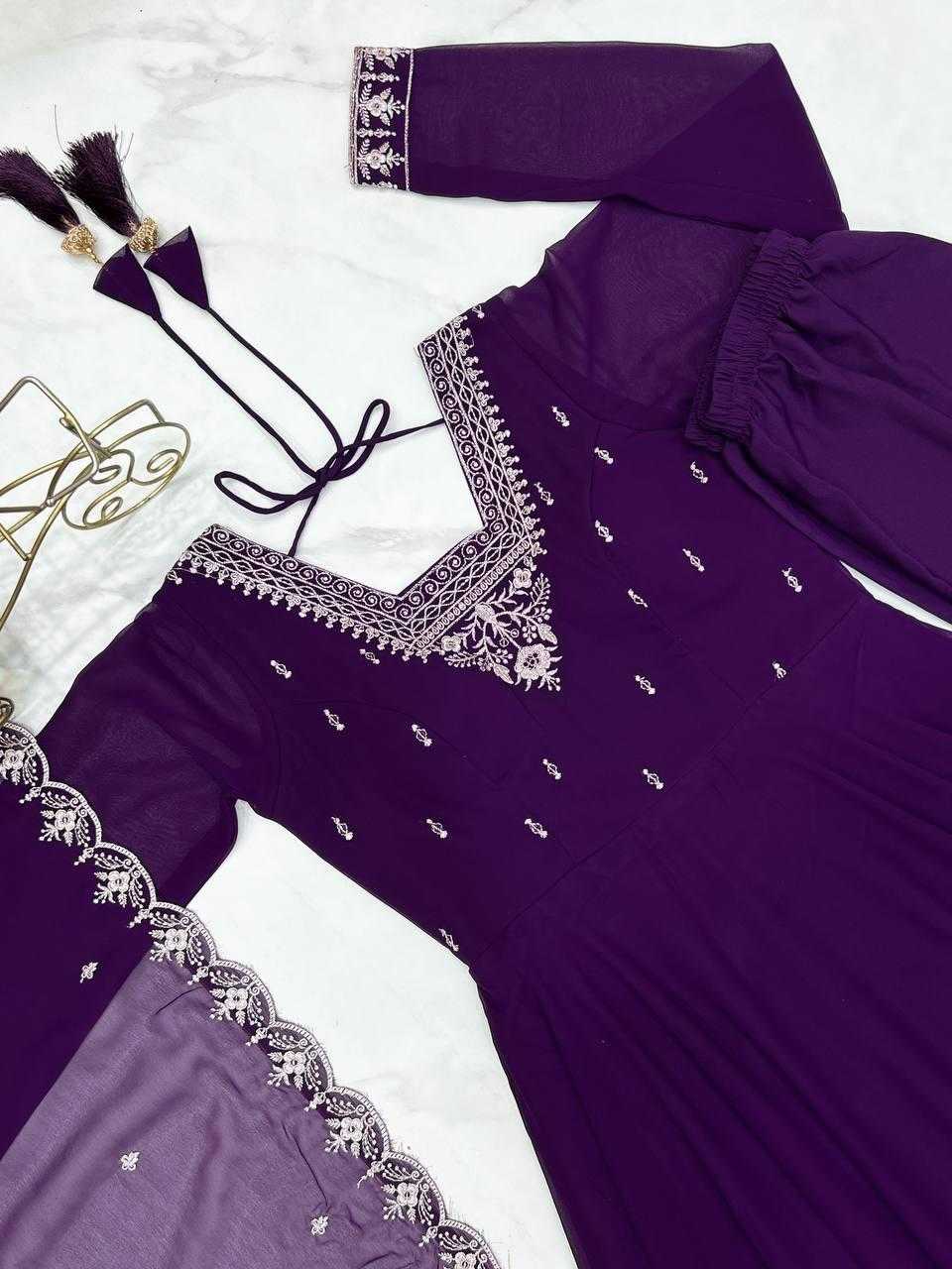 Ynf Faux Georgette KESH504 283 Gowns Wholesale Fancy Gowns Embroidery Gowns Georgette Gown Manufacturer