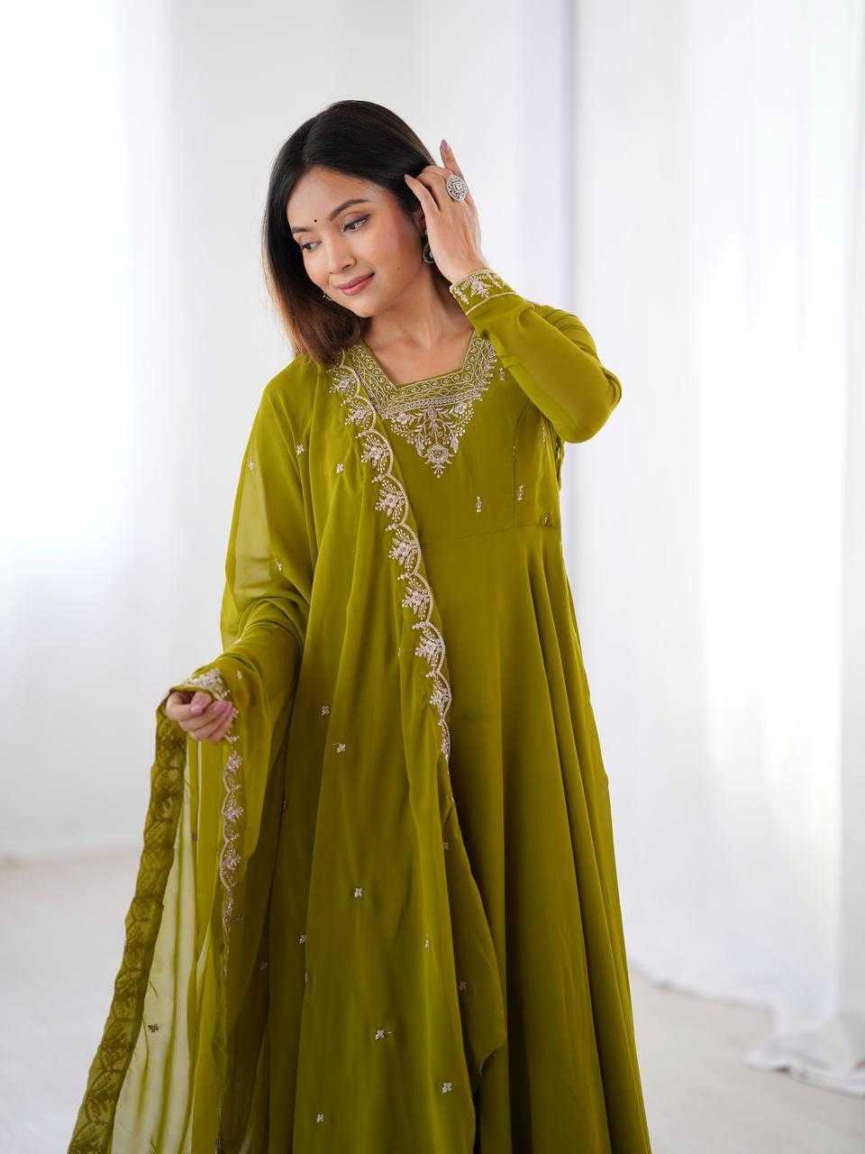 Ynf Faux Georgette KESH504 283 Gowns Wholesale Fancy Gowns Embroidery Gowns Georgette Gown Manufacturer