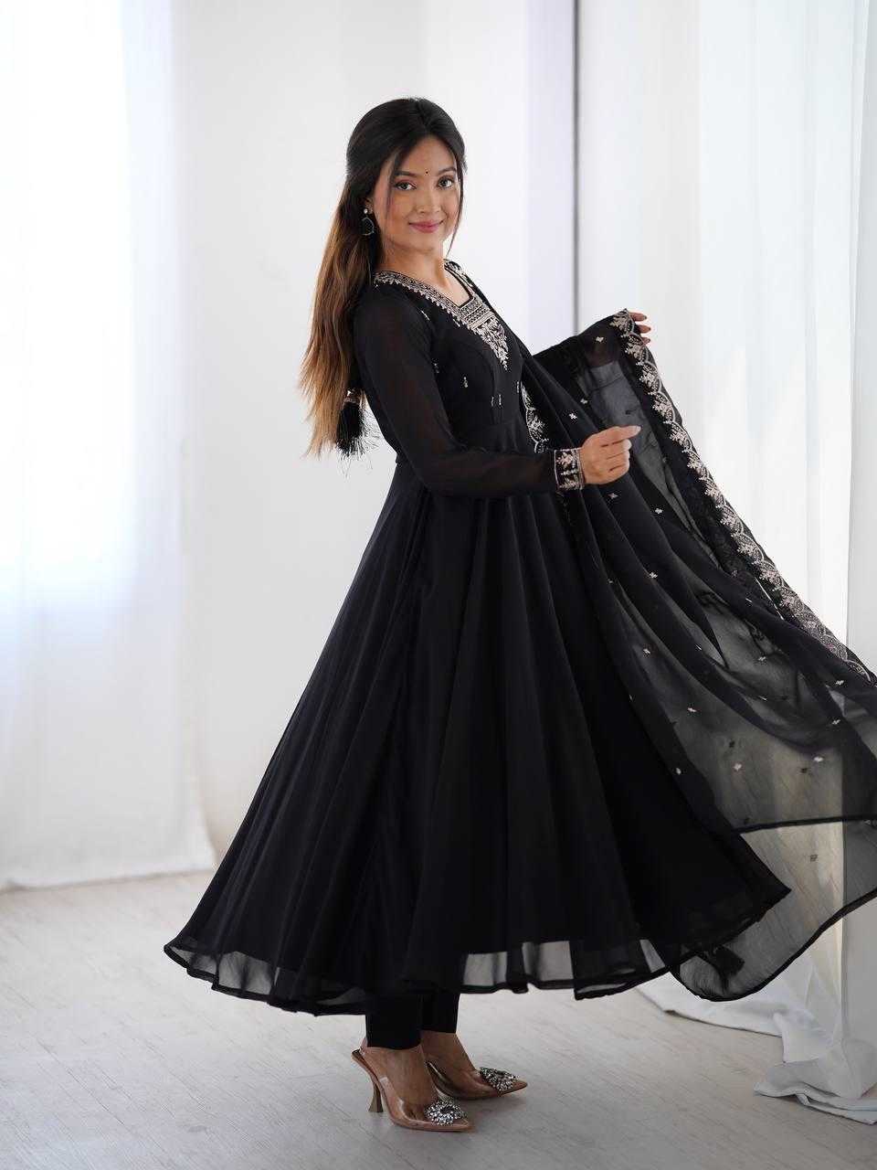 Ynf Faux Georgette KESH504 283 Gowns Wholesale Fancy Gowns Embroidery Gowns Georgette Gown Manufacturer