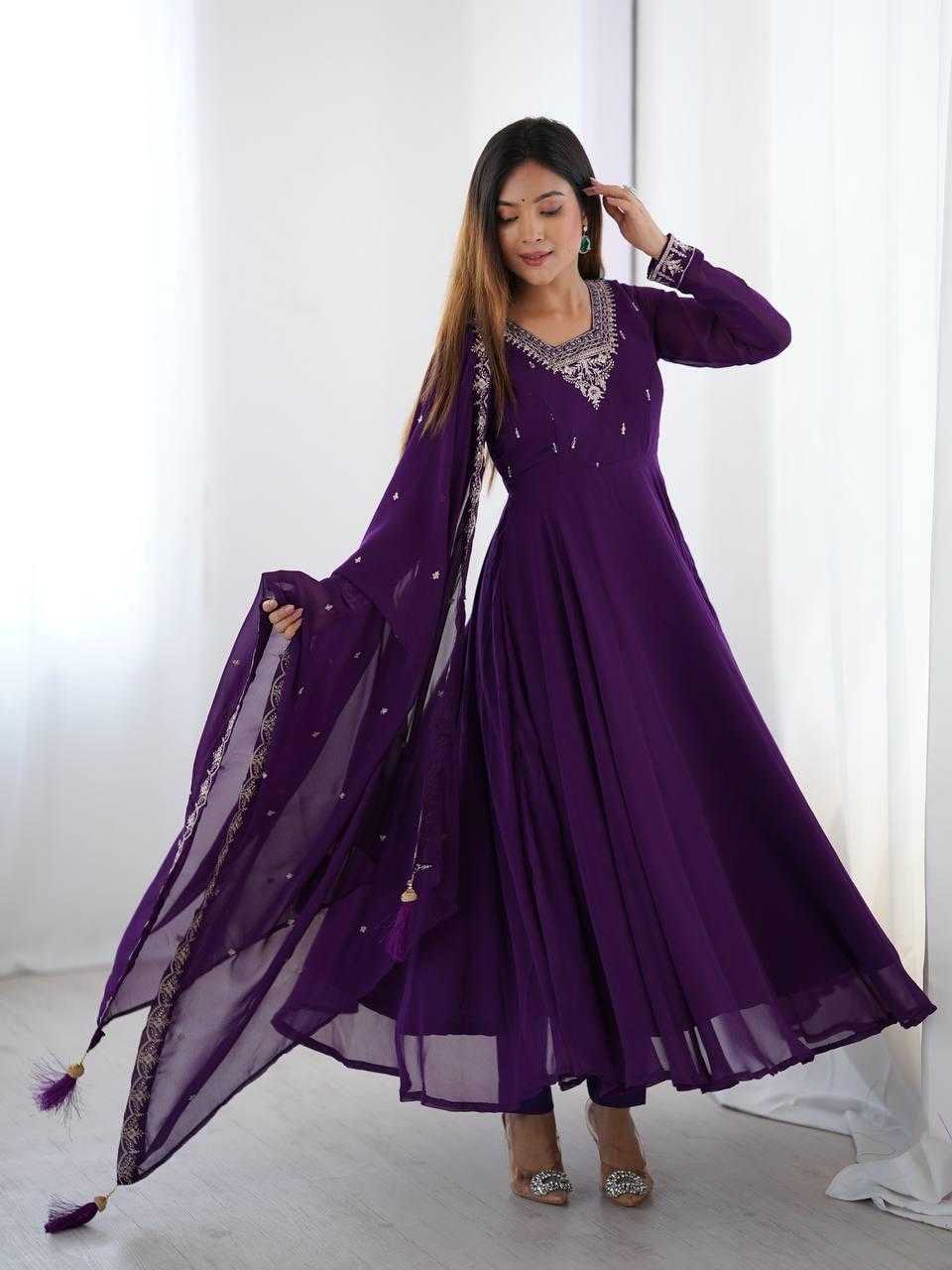 Ynf Faux Georgette KESH504 283 Gowns Wholesale Fancy Gowns Embroidery Gowns Georgette Gown Manufacturer