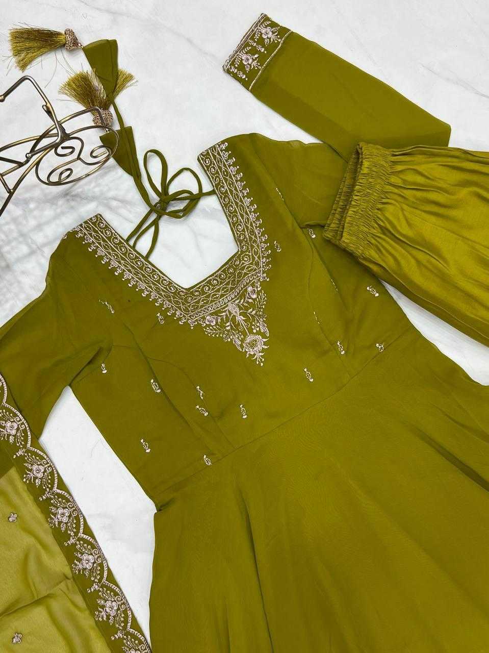 Ynf Faux Georgette KESH504 283 Gowns Wholesale Fancy Gowns Embroidery Gowns Georgette Gown Manufacturer
