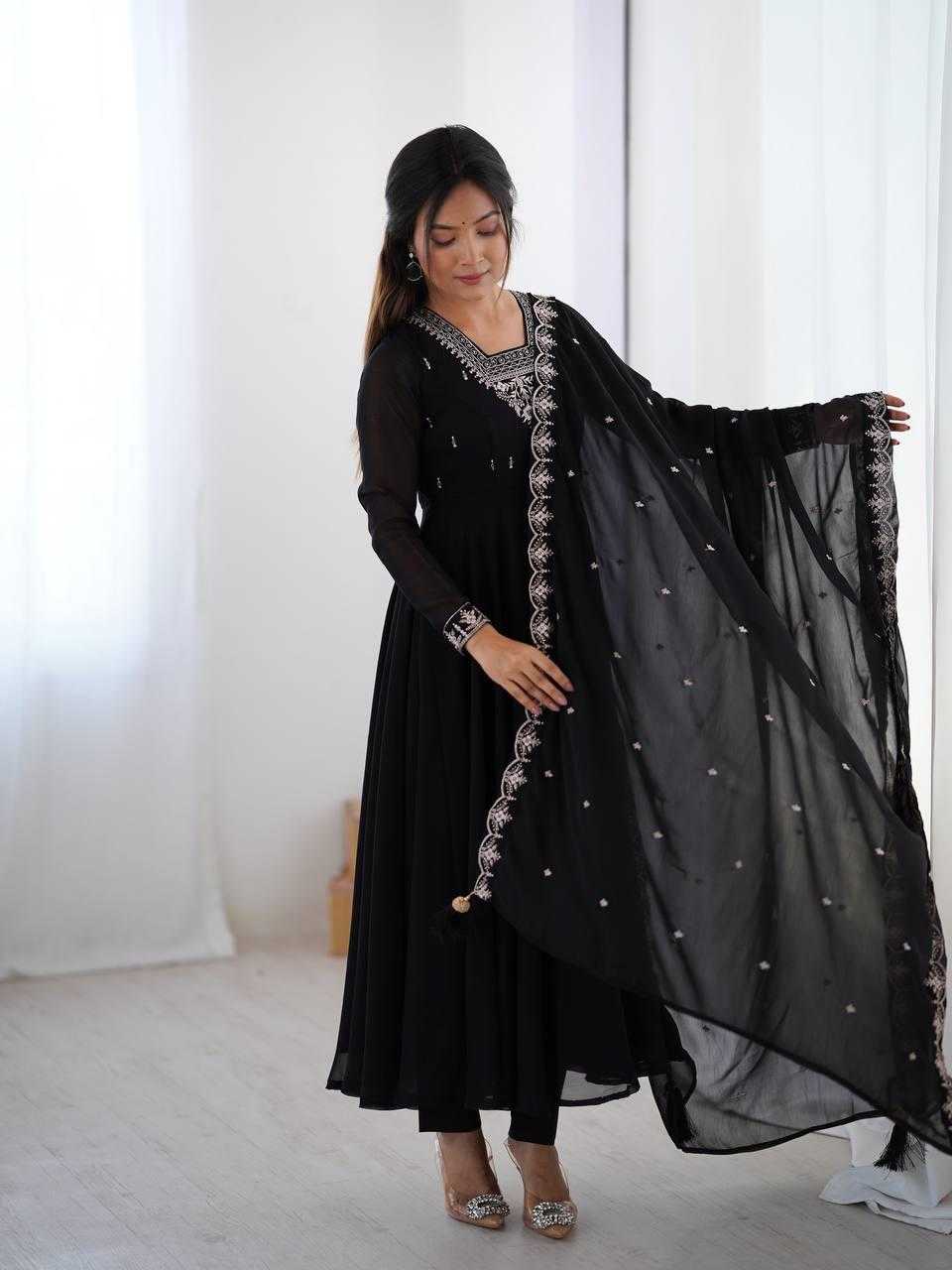 Ynf Faux Georgette KESH504 283 Gowns Wholesale Fancy Gowns Embroidery Gowns Georgette Gown Manufacturer