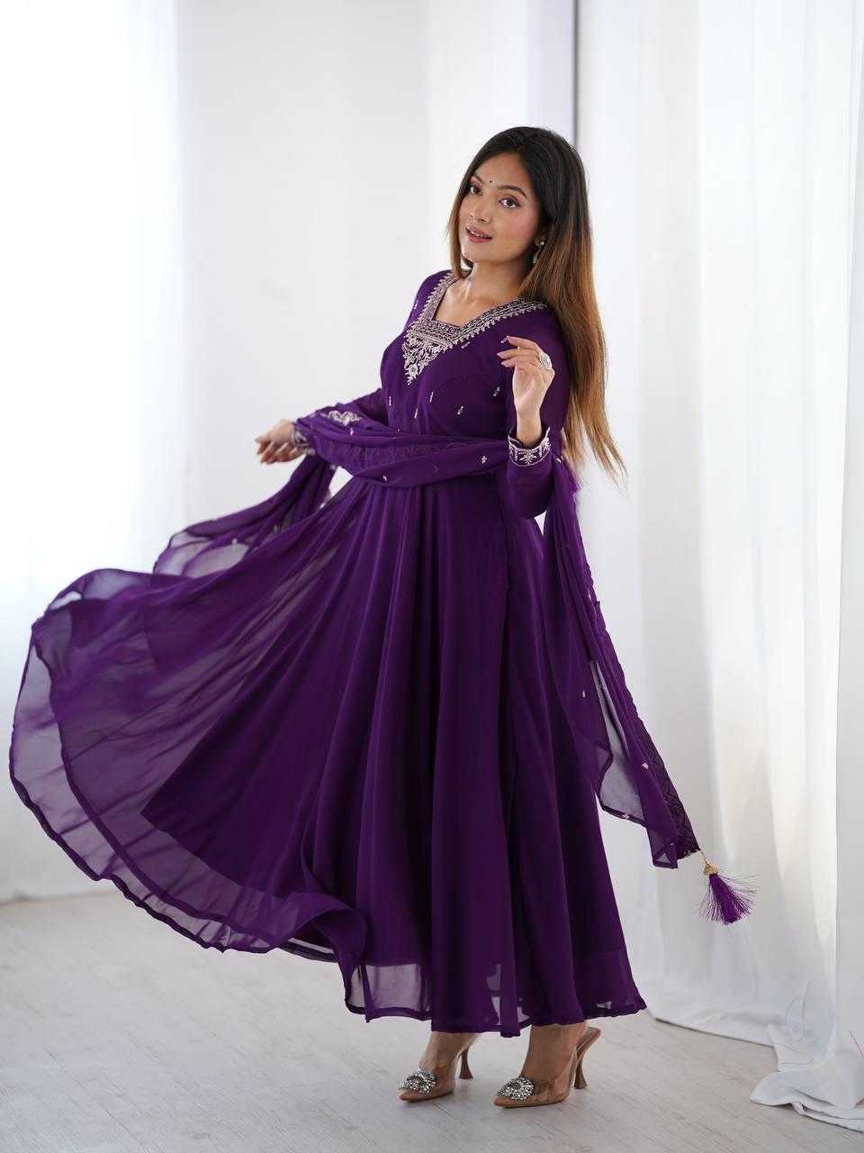 Ynf Faux Georgette KESH504 283 Gowns Wholesale Fancy Gowns Embroidery Gowns Georgette Gown Manufacturer