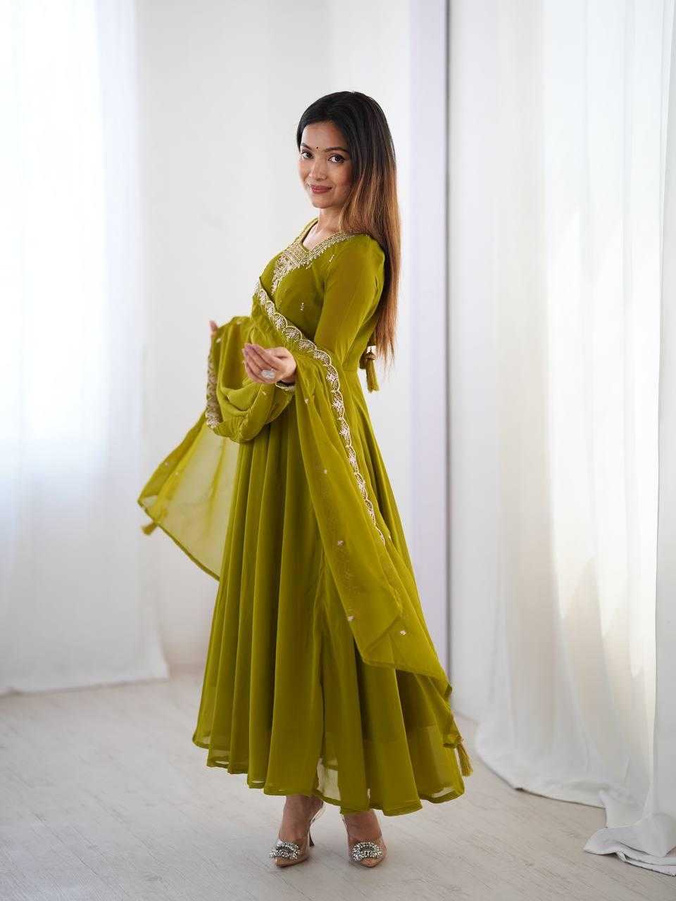 Ynf Faux Georgette KESH504 283 Gowns Wholesale Fancy Gowns Embroidery Gowns Georgette Gown Manufacturer