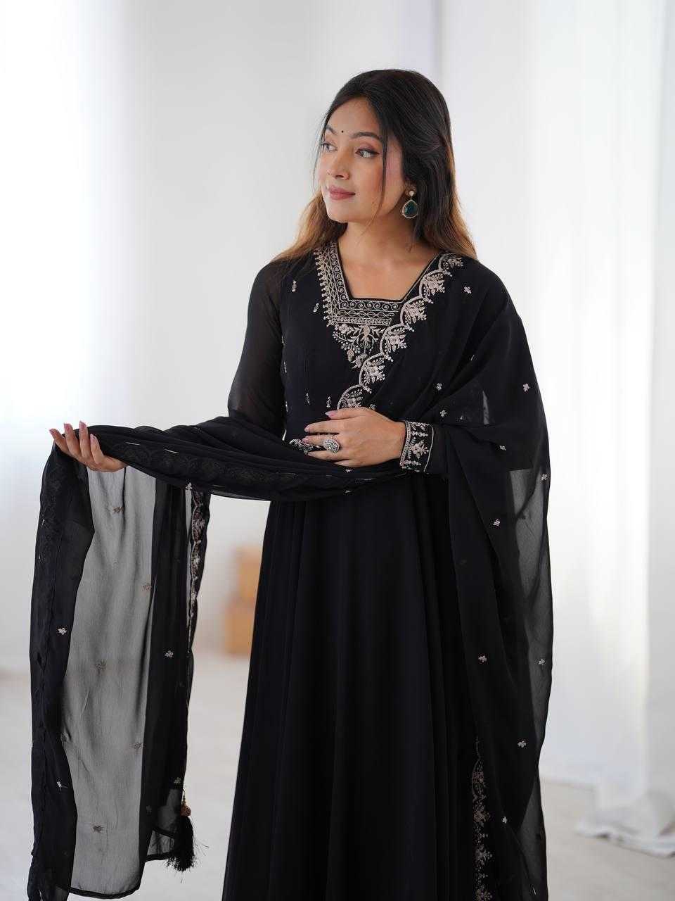 Ynf Faux Georgette KESH504 283 Gowns Wholesale Fancy Gowns Embroidery Gowns Georgette Gown Manufacturer