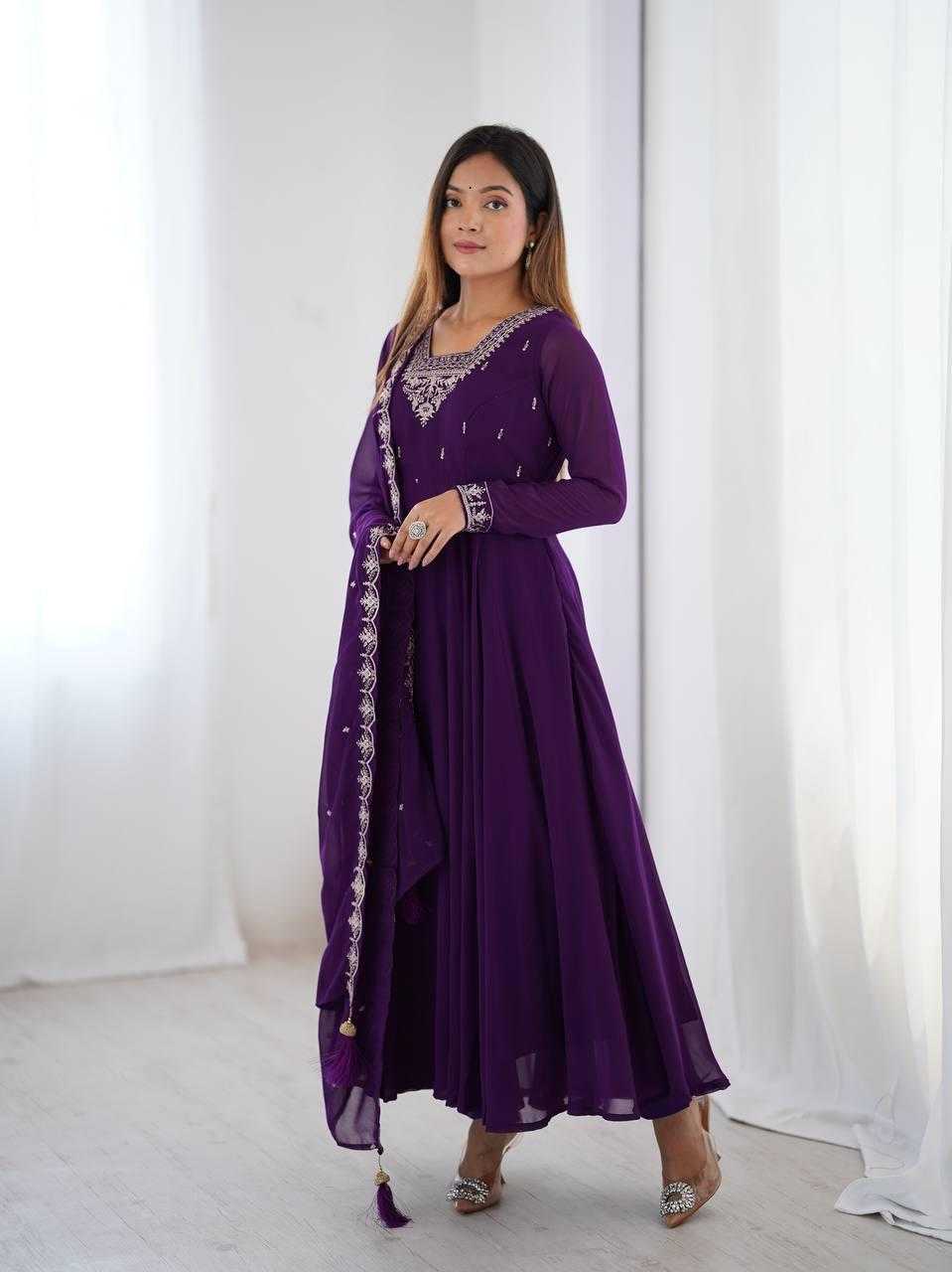 Ynf Faux Georgette KESH504 283 Gowns Wholesale Fancy Gowns Embroidery Gowns Georgette Gown Manufacturer