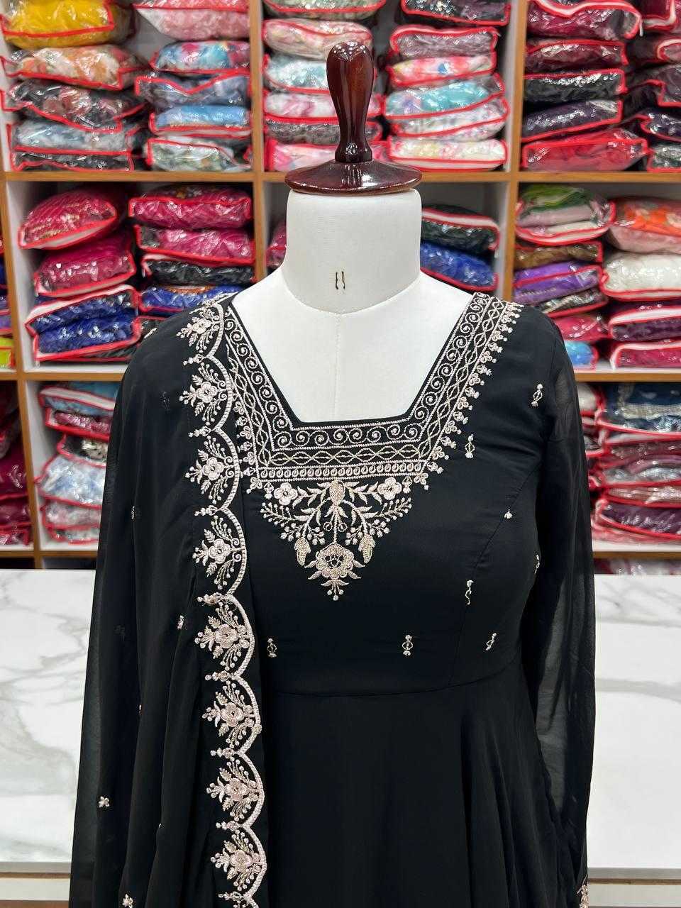 Ynf Faux Georgette KESH504 283 Gowns Wholesale Fancy Gowns Embroidery Gowns Georgette Gown Manufacturer
