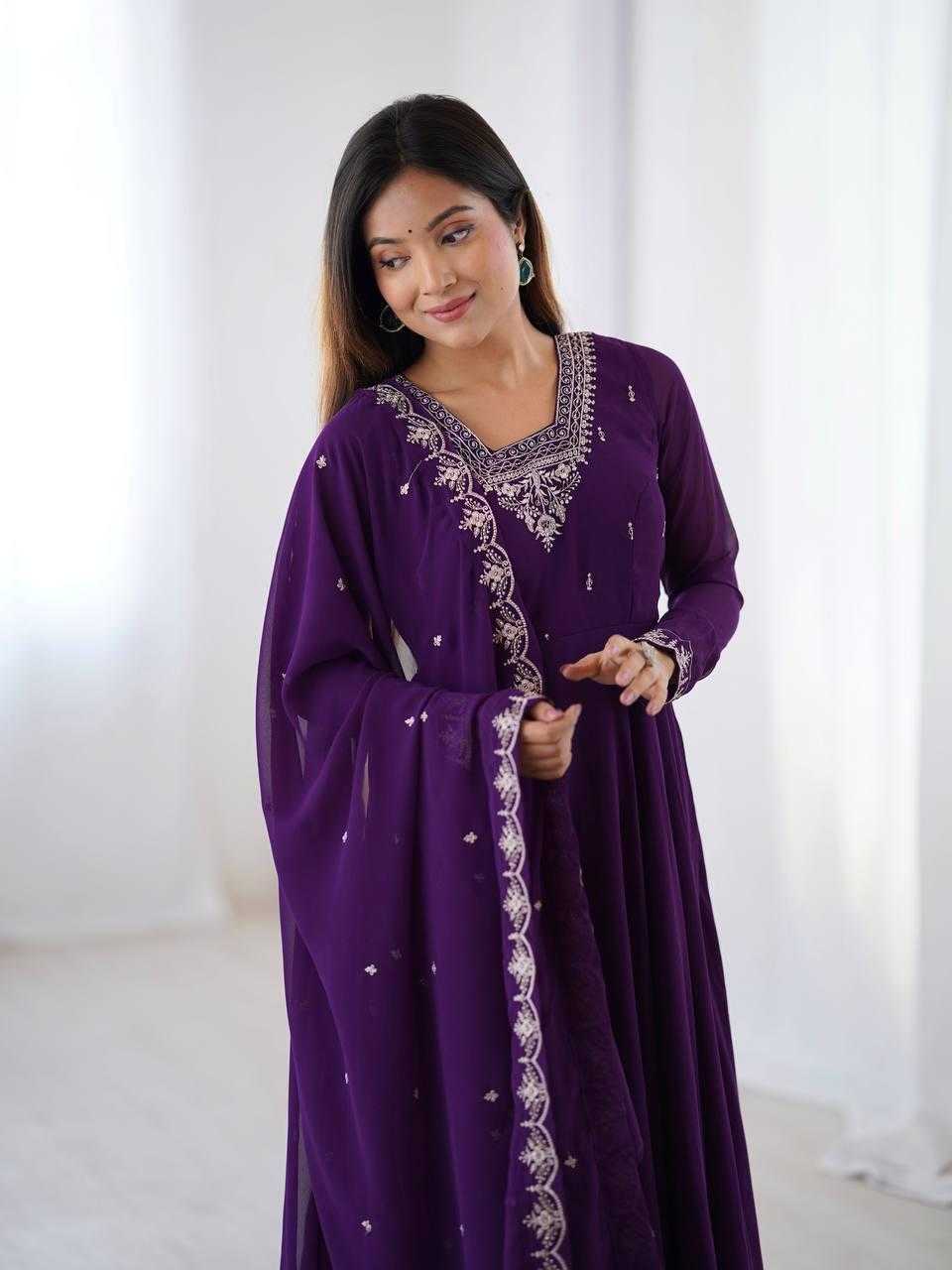 Ynf Faux Georgette KESH504 283 Gowns Wholesale Fancy Gowns Embroidery Gowns Georgette Gown Manufacturer