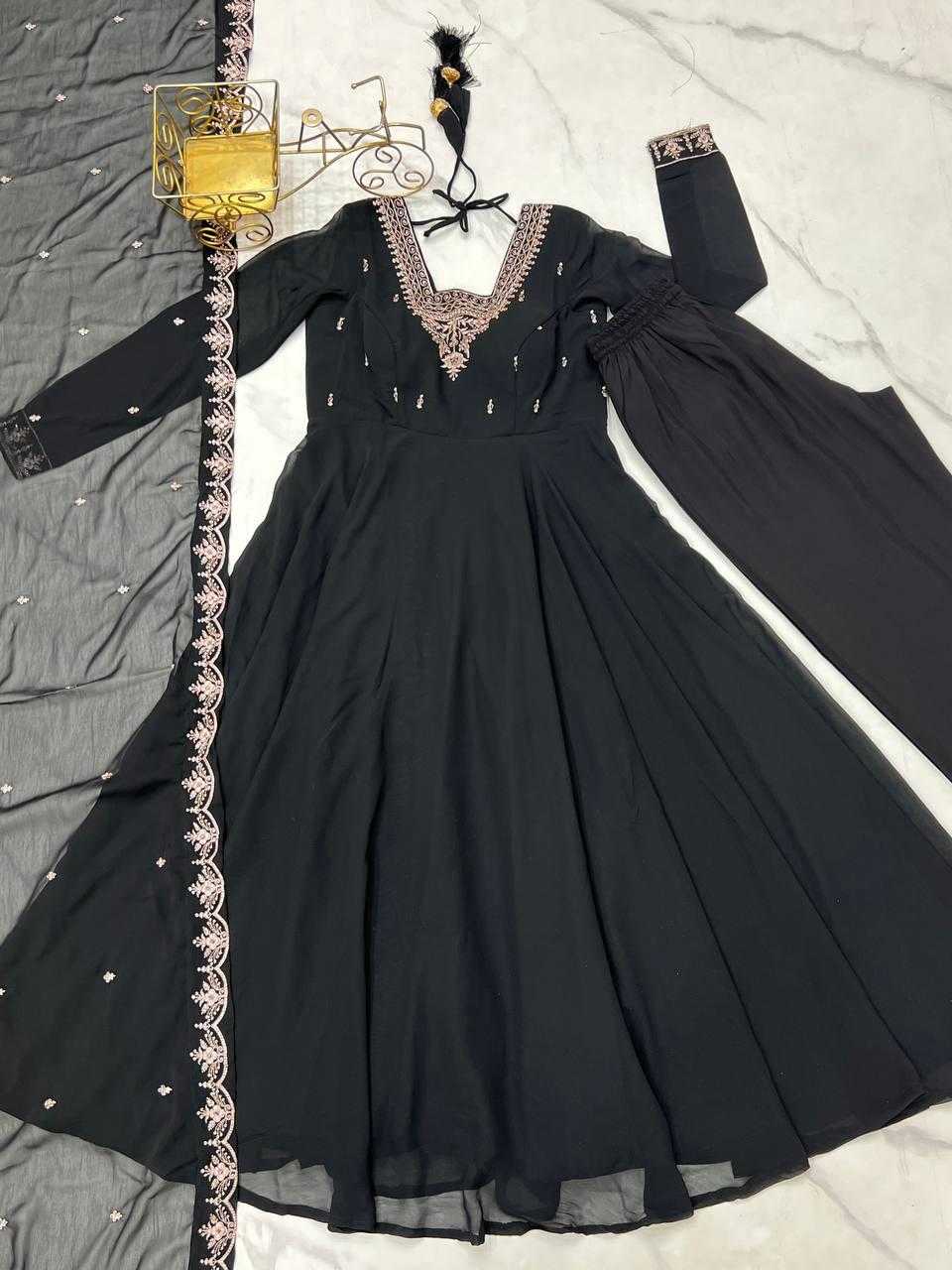 Ynf Faux Georgette KESH504 283 Gowns Wholesale Fancy Gowns Embroidery Gowns Georgette Gown Manufacturer