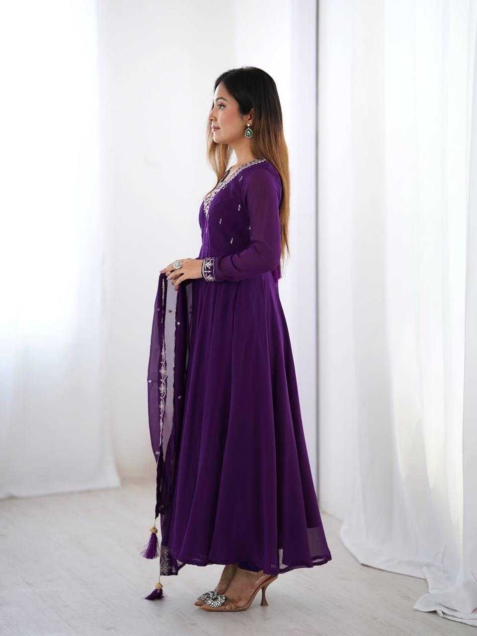 Ynf Faux Georgette KESH504 283 Gowns Wholesale Fancy Gowns Embroidery Gowns Georgette Gown Manufacturer