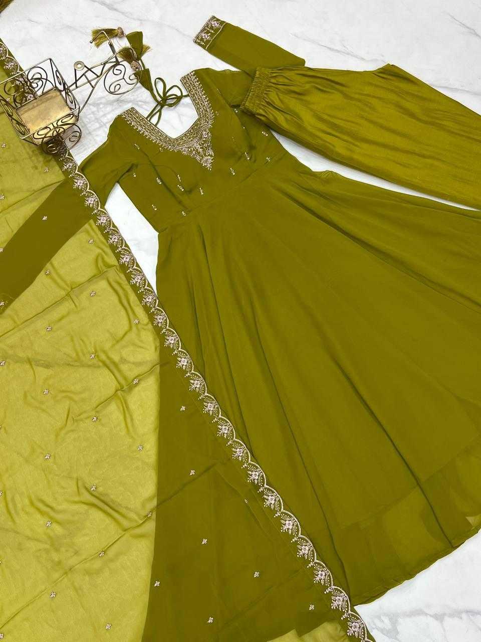 Ynf Faux Georgette KESH504 283 Gowns Wholesale Fancy Gowns Embroidery Gowns Georgette Gown Manufacturer