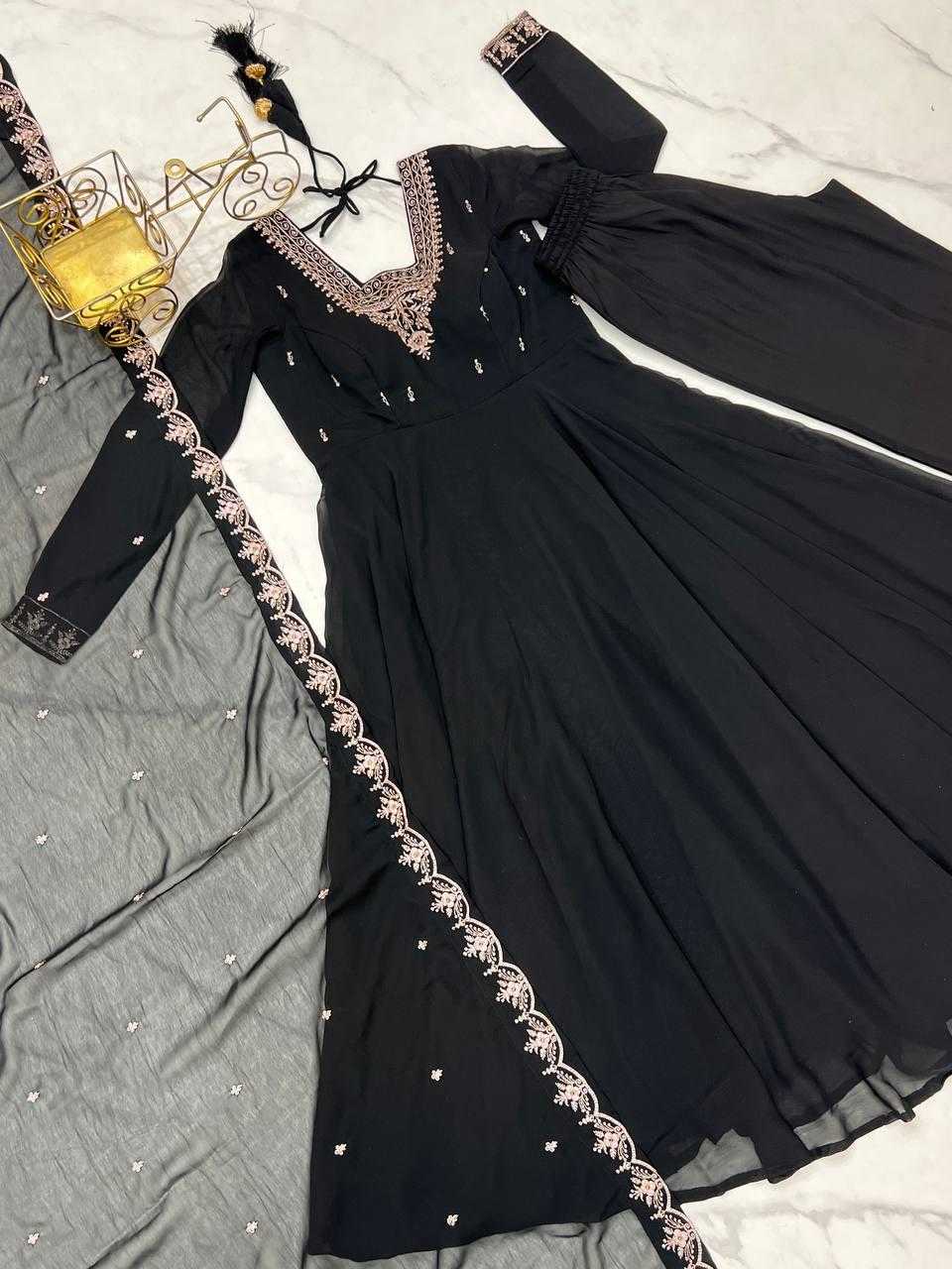 Ynf Faux Georgette KESH504 283 Gowns Wholesale Fancy Gowns Embroidery Gowns Georgette Gown Manufacturer