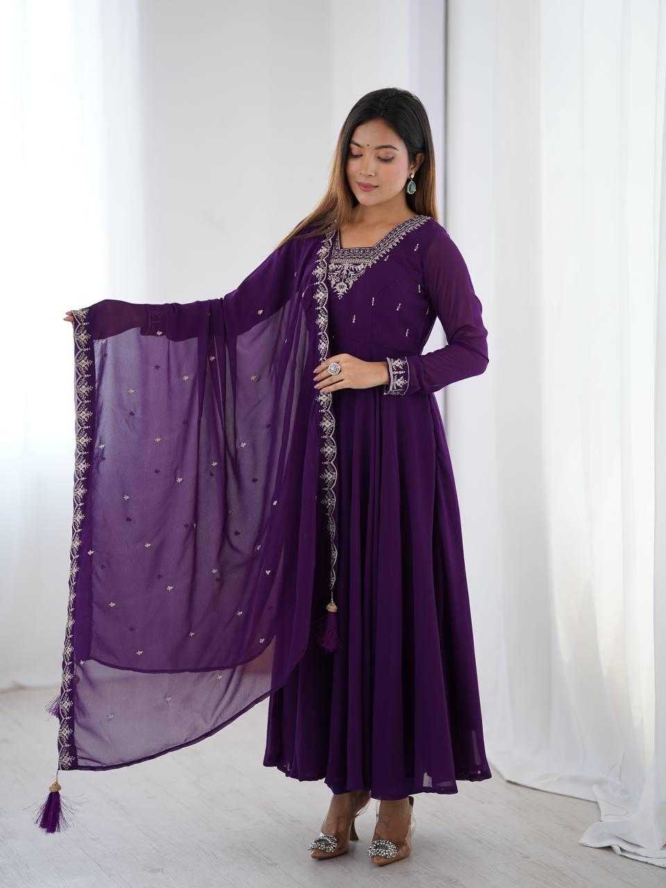 Ynf Faux Georgette KESH504 283 Gowns Wholesale Fancy Gowns Embroidery Gowns Georgette Gown Manufacturer
