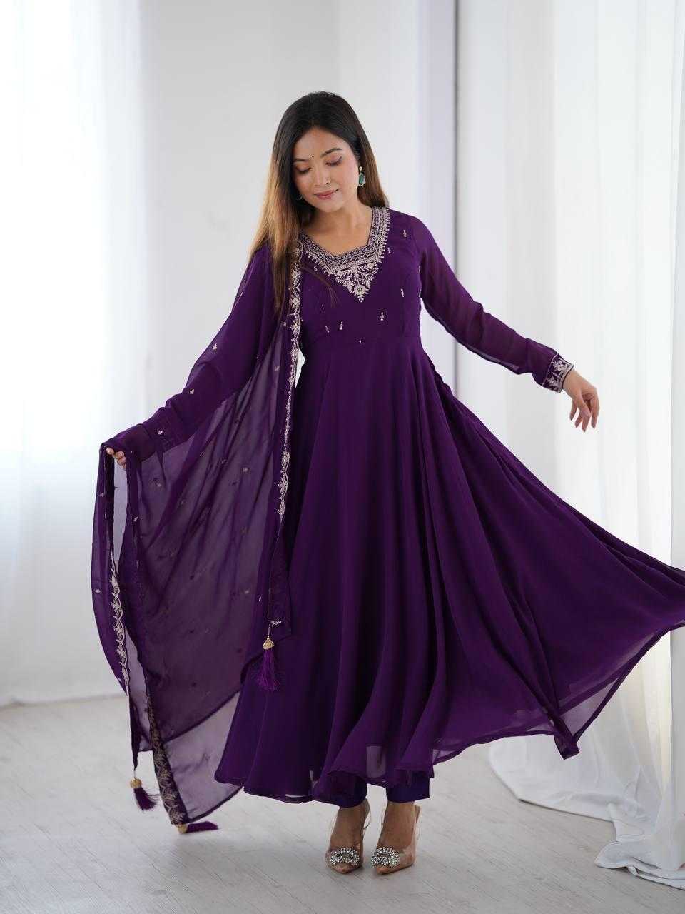 Ynf Faux Georgette KESH504 283 Gowns Wholesale Fancy Gowns Embroidery Gowns Georgette Gown Manufacturer