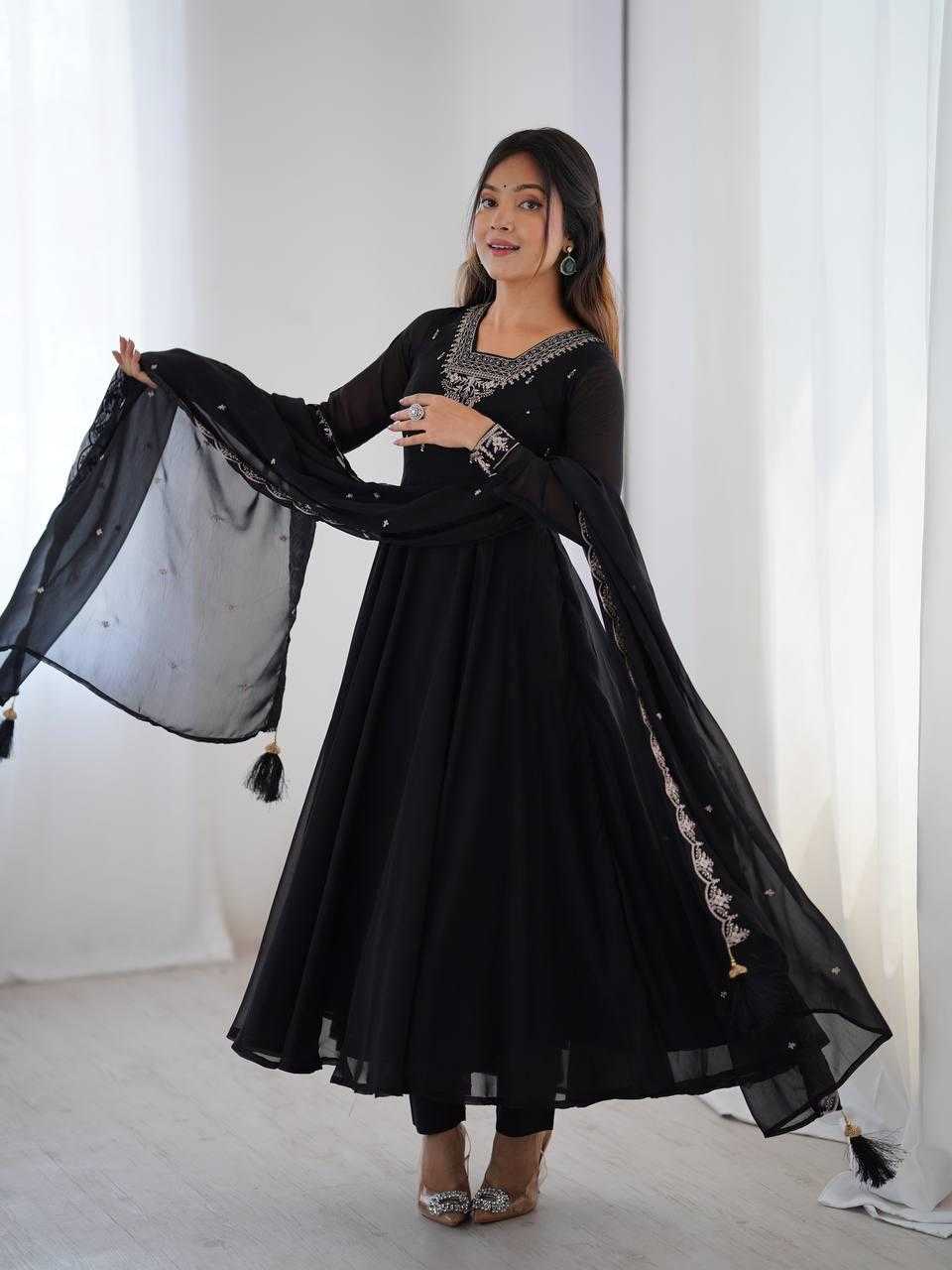 Ynf Faux Georgette KESH504 283 Gowns Wholesale Fancy Gowns Embroidery Gowns Georgette Gown Manufacturer