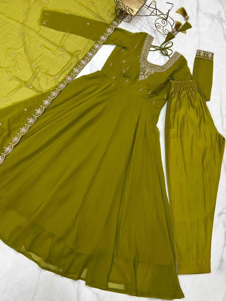 Ynf Faux Georgette KESH504 283 Gowns Wholesale Fancy Gowns Embroidery Gowns Georgette Gown Manufacturer