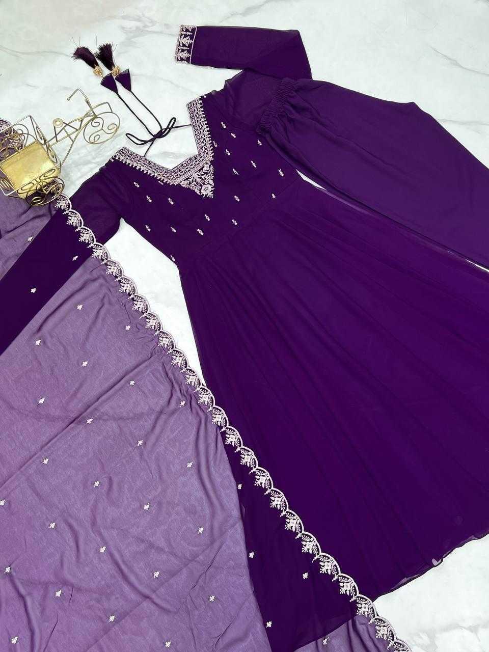 Ynf Faux Georgette KESH504 283 Gowns Wholesale Fancy Gowns Embroidery Gowns Georgette Gown Manufacturer