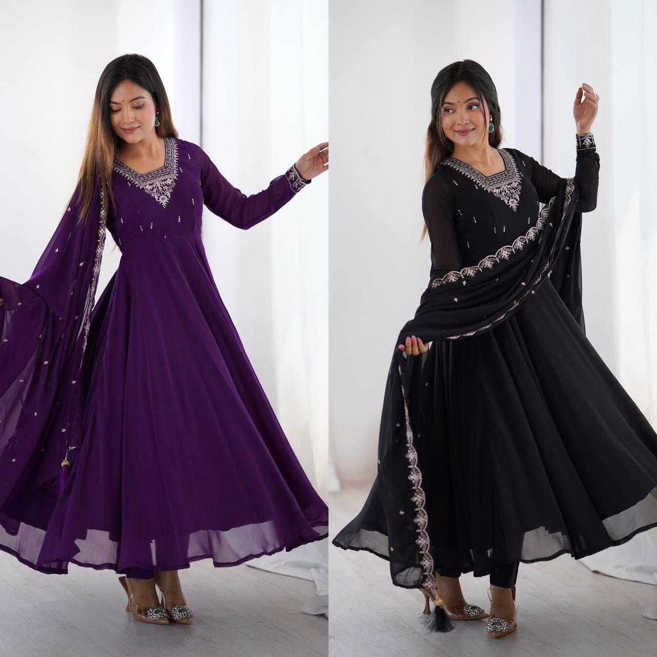 Ynf Faux Georgette KESH504 283 Gowns Wholesale Fancy Gowns Embroidery Gowns Georgette Gown Manufacturer
