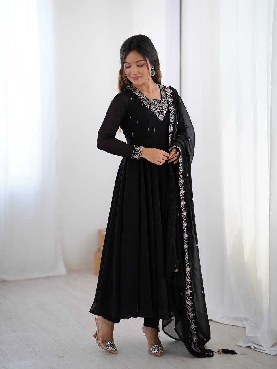 Ynf Faux Georgette KESH504 283 Gowns Wholesale Fancy Gowns Embroidery Gowns Georgette Gown Manufacturer