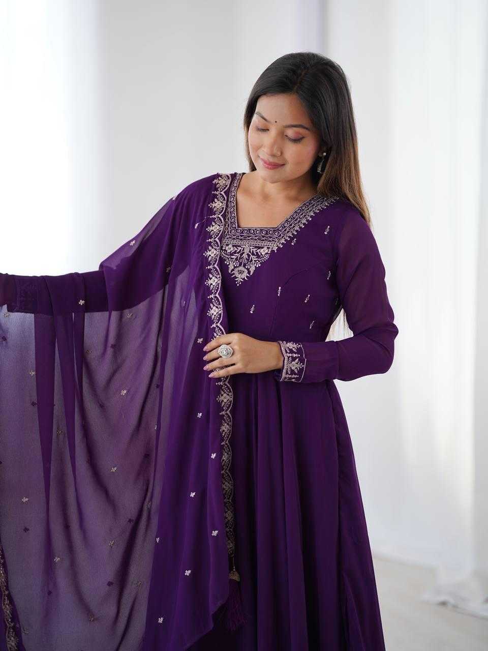 Ynf Faux Georgette KESH504 283 Gowns Wholesale Fancy Gowns Embroidery Gowns Georgette Gown Manufacturer