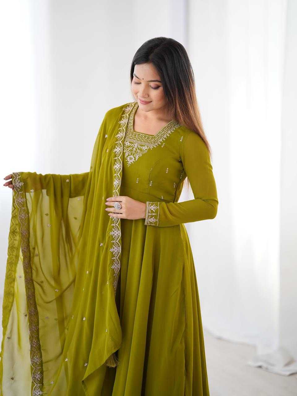 Ynf Faux Georgette KESH504 283 Gowns Wholesale Fancy Gowns Embroidery Gowns Georgette Gown Manufacturer
