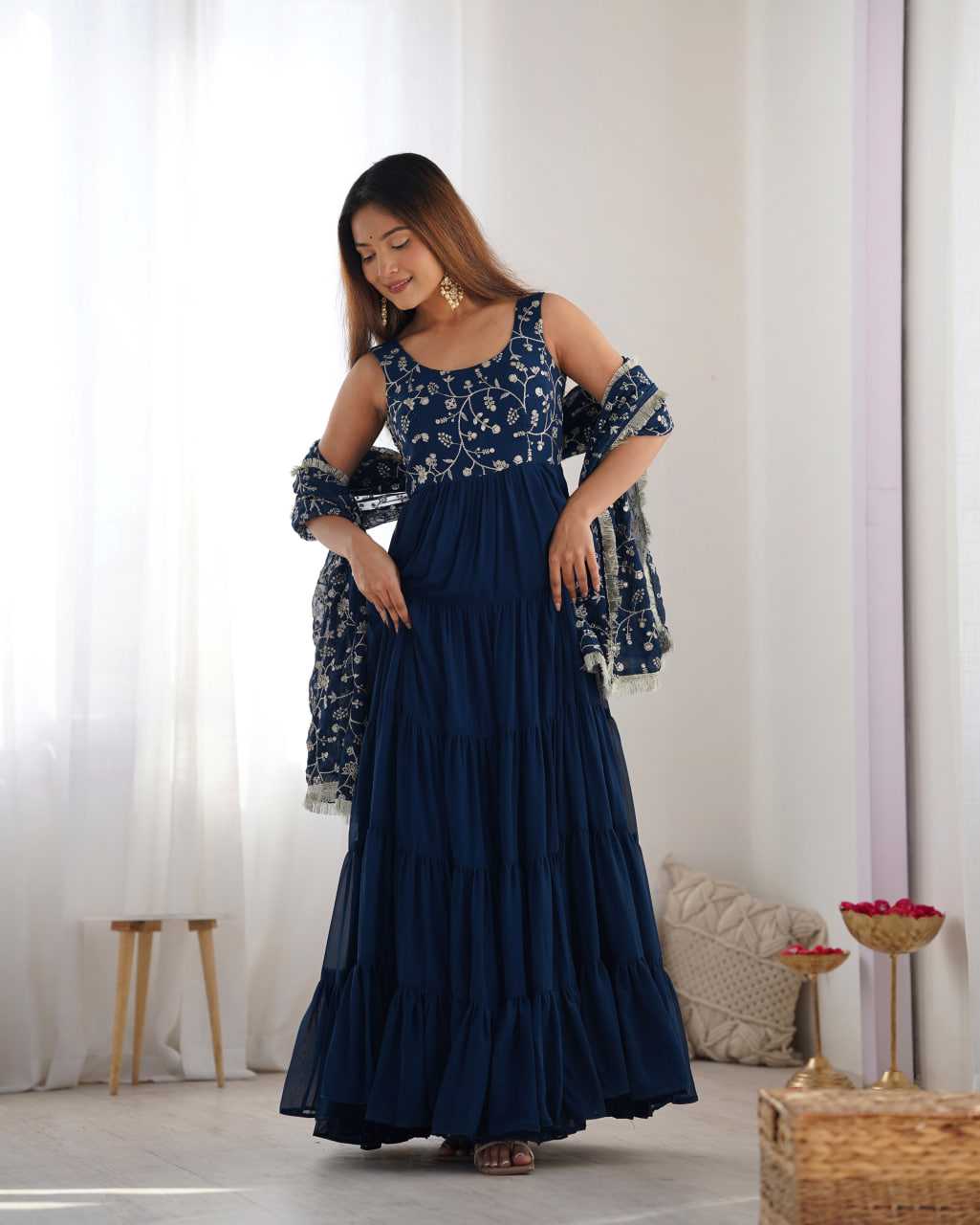 Ynf Faux Georgette KESH504 49 Gowns Wedding Collections Festive Collections Wholesale Anarkali Gown Georgette Gown Gown With Dupatta Manufacturer