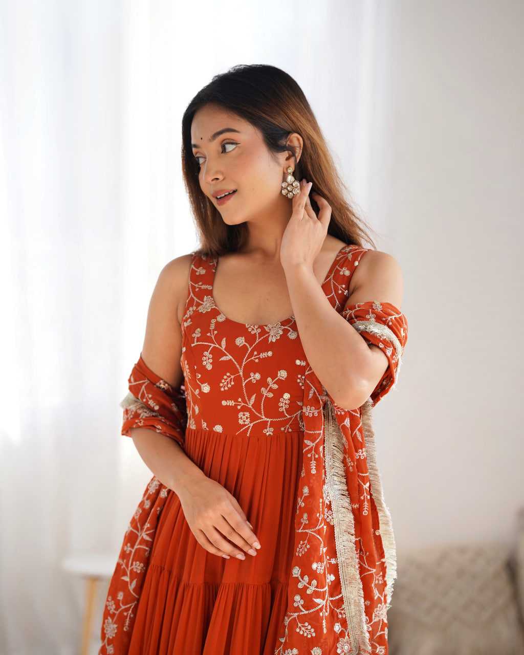 Ynf Faux Georgette KESH504 49 Gowns Wedding Collections Festive Collections Wholesale Anarkali Gown Georgette Gown Gown With Dupatta Manufacturer
