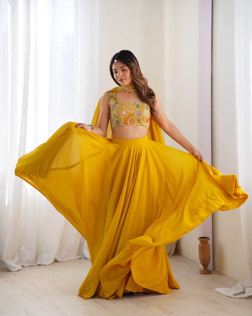 Ynf Faux Georgette KESH504 50 Lehengas Wedding Collections Festive Collections Wholesale Georgette Lehenga Lehenga With Dupatta Lehenga With Blouse Manufacturer